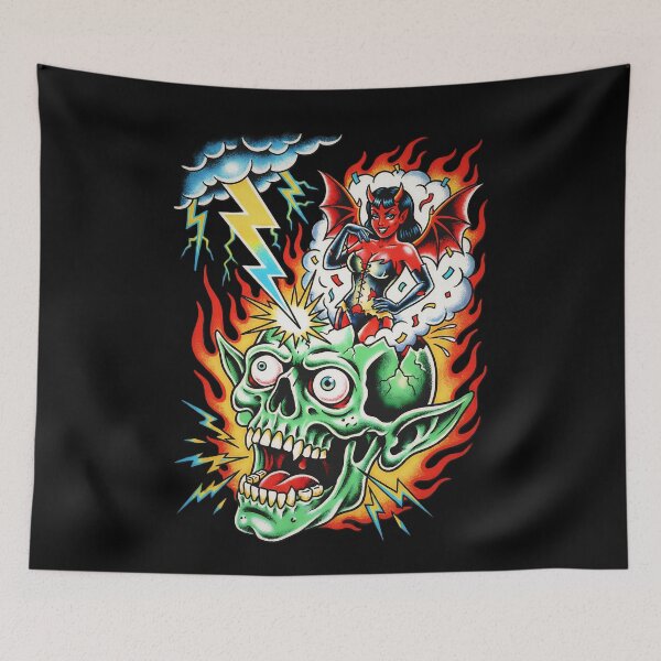 Item preview, Mind Blown Skull - Retro Goblin and Demon designed and sold by CoffinsArt.