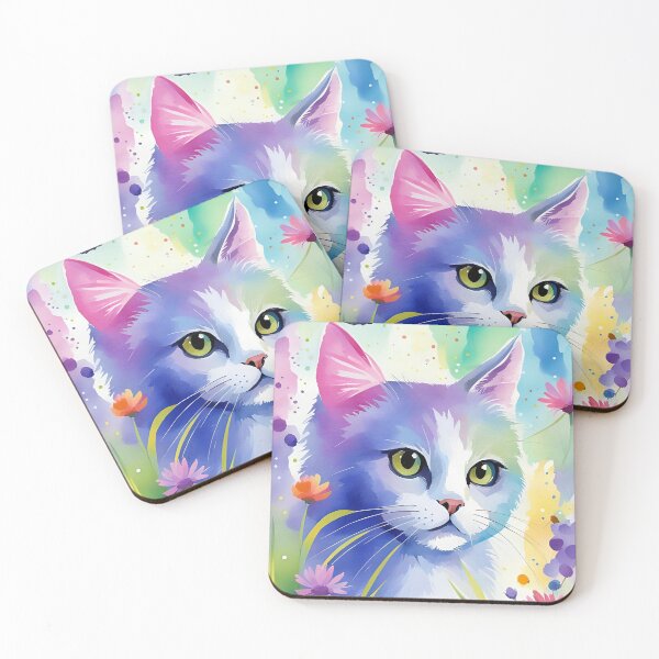 Item preview, Soft Airy Watercolor Kitty with flowers and butterflies  designed and sold by FloatingGardens.