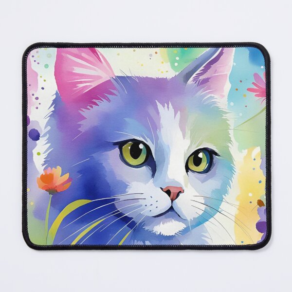 Item preview, Soft Airy Watercolor Kitty with flowers and butterflies  designed and sold by FloatingGardens.
