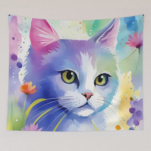 Item preview, Soft Airy Watercolor Kitty with flowers and butterflies  designed and sold by FloatingGardens.