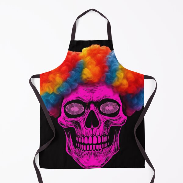 Item preview, Neon Pink Skull with Colorful Clown Afro | Vibrant Retro Horror Art designed and sold by Vivalore.