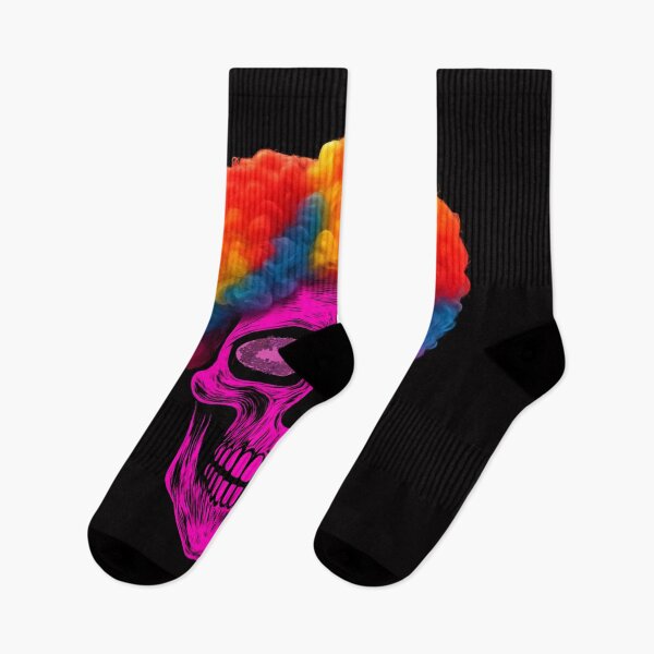Item preview, Neon Pink Skull with Colorful Clown Afro | Vibrant Retro Horror Art designed and sold by Vivalore.