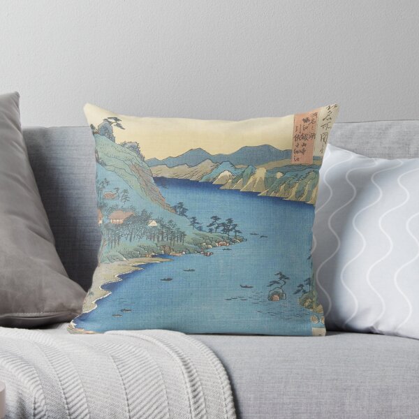 HD Province of Totomi: Lake Hamana, by Utagawa Hiroshige HIGH DEFINITION Throw Pillow