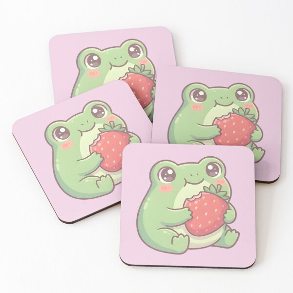 Item preview, Kawaii Frog Eating A Strawberry designed and sold by HappyLilPals.