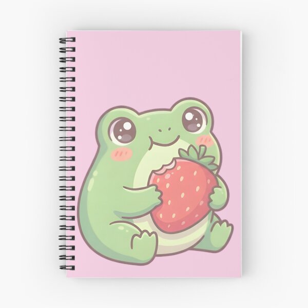 Item preview, Kawaii Frog Eating A Strawberry designed and sold by HappyLilPals.