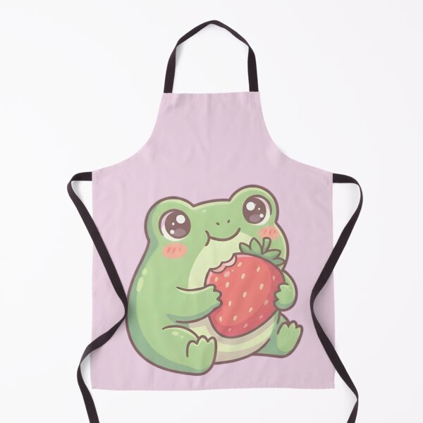 Item preview, Kawaii Frog Eating A Strawberry designed and sold by HappyLilPals.