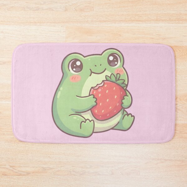 Item preview, Kawaii Frog Eating A Strawberry designed and sold by HappyLilPals.