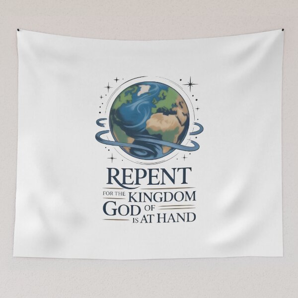 Item preview, Repent and Kingdom of God Earth Illustration designed and sold by Zanigold.