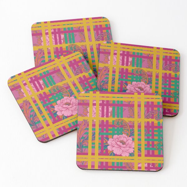 Item preview, Electric Victorian Plaid: Maximalist Floral Grid designed and sold by The boys.