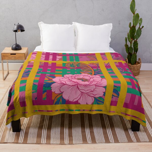 Item preview, Electric Victorian Plaid: Maximalist Floral Grid designed and sold by The boys.