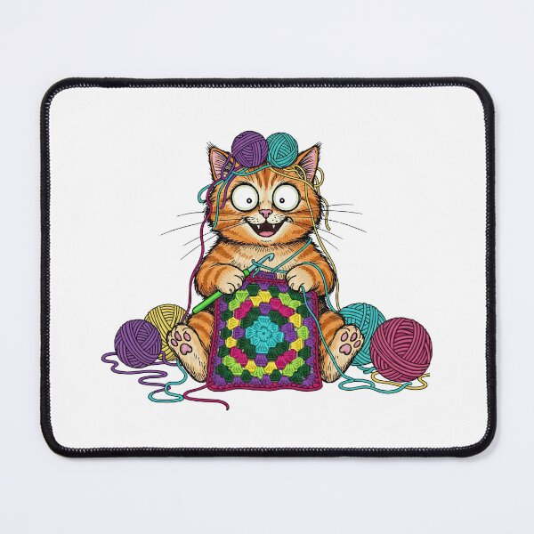 Item preview, Happy Cat Knitting and Crocheting Cute Craft Art designed and sold by TeeARTHY.