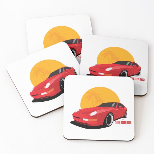 Item preview, Red 968 turbo beach Illustration designed and sold by blackdogshop.
