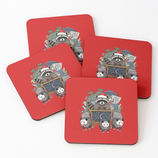 Item preview, Trashy Holidays Raccoon Opossum Christmas Sled designed and sold by TeeARTHY.