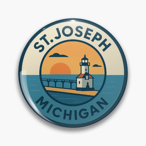 Item preview, St. Joseph Michigan Lighthouse Sunset Badge designed and sold by American Travels.