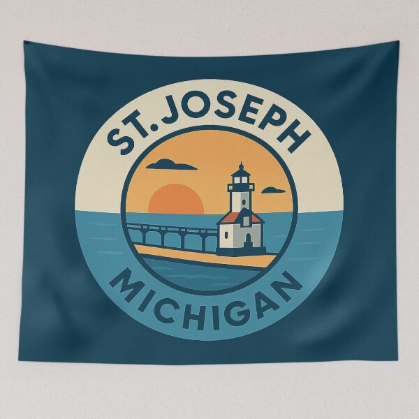 Item preview, St. Joseph Michigan Lighthouse Sunset Badge designed and sold by American Travels.