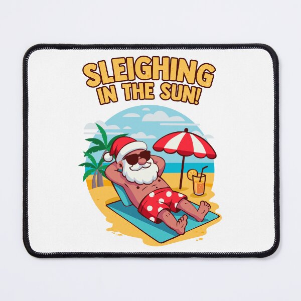 Item preview, Sleighing in the Sun – Funny Summer Christmas Santa on tropical beach designed and sold by messy-nessie.