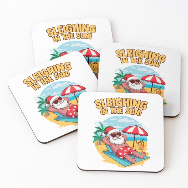 Item preview, Sleighing in the Sun – Funny Summer Christmas Santa on tropical beach designed and sold by messy-nessie.