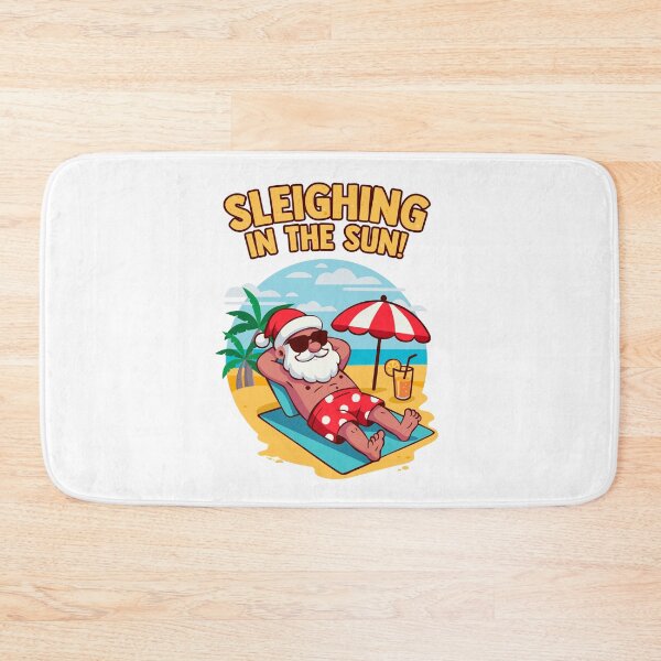 Item preview, Sleighing in the Sun – Funny Summer Christmas Santa on tropical beach designed and sold by messy-nessie.