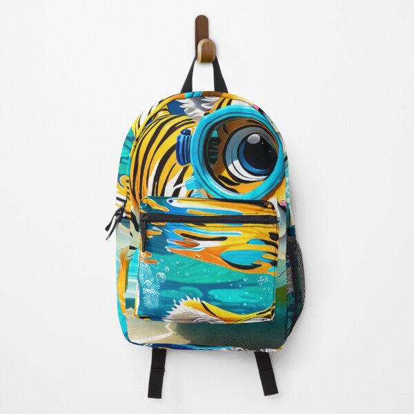 Item preview, Cute Tiger Cub With Blue Goggles Swimming Underwater – Colorful Coral Reef Art designed and sold by 4TinyPaws.