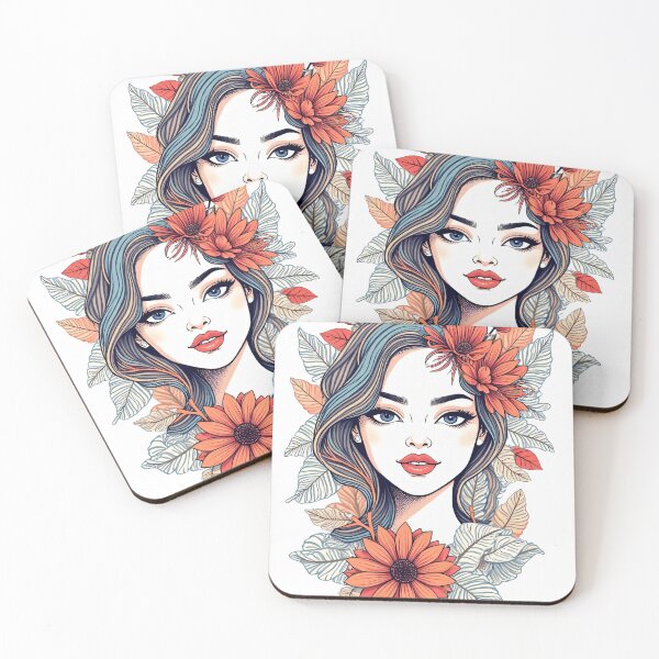 Item preview, Neon One-Line Woman Face with Botanical Shapes – Y2K Aesthetic Minimalist Line Art Design designed and sold by toshnaire.