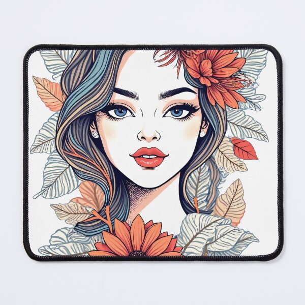 Item preview, Neon One-Line Woman Face with Botanical Shapes – Y2K Aesthetic Minimalist Line Art Design designed and sold by toshnaire.