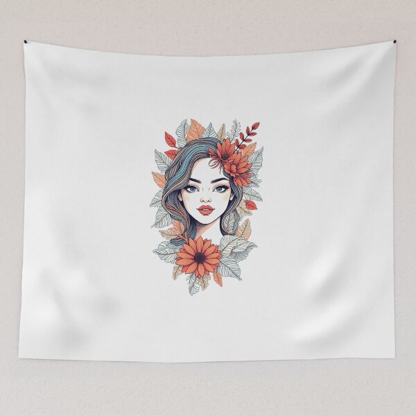 Item preview, Neon One-Line Woman Face with Botanical Shapes – Y2K Aesthetic Minimalist Line Art Design designed and sold by toshnaire.