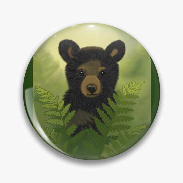 Item preview, Black Bear Cub Among Ferns – Soft Woodland Wildlife Art designed and sold by RivendellBird.