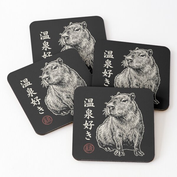 Item preview, Japanese Capybara Art - Onsen Zuki Hot Spring Lover - Vintage Ink designed and sold by Mason-Pride.
