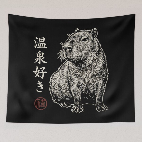 Item preview, Japanese Capybara Art - Onsen Zuki Hot Spring Lover - Vintage Ink designed and sold by Mason-Pride.