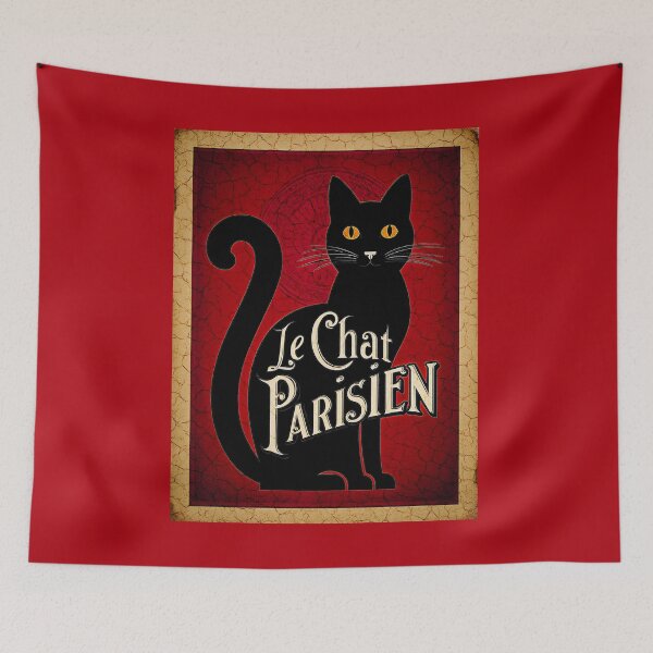 Aperçu de l'œuvre Le Chat Parisien — Affiche vintage de chat noir français créée et vendue par FrancophileFun.