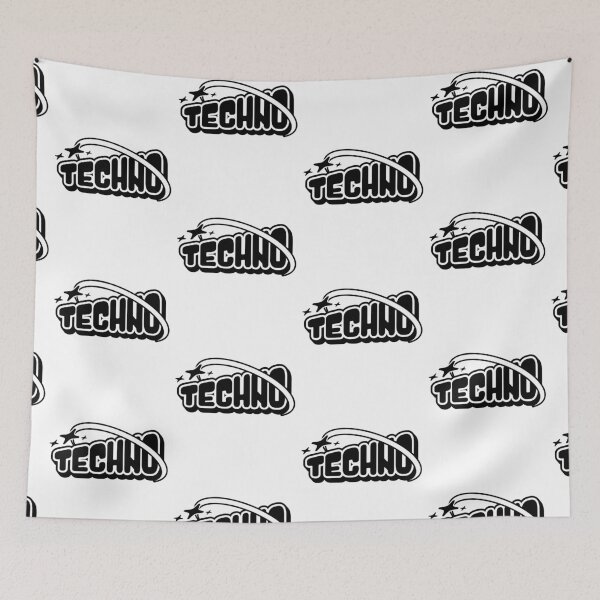 Item preview, TECHNO  - Y2K Tech Star Logo (Black)  designed and sold by Discothreadz.