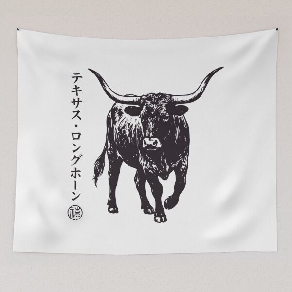 Item preview, Vintage Japanese Texas Longhorn - Western Cowboy Sumi-e Art designed and sold by Mason-Pride.