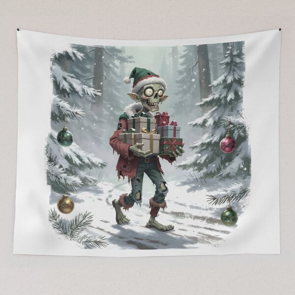 Item preview, zombie christmas Cute Christmas Zombie Carrying Gifts Holiday Art designed and sold by Uglyandcute.