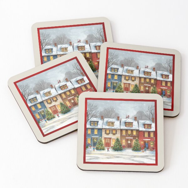 Item preview, Snowy Christmas Row Houses. Holiday Winter Town Scene designed and sold by Kiraguapa.