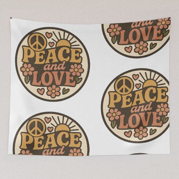 Item preview, Vintage Peace and Love – Retro Hippie Logo designed and sold by Dax Studio.