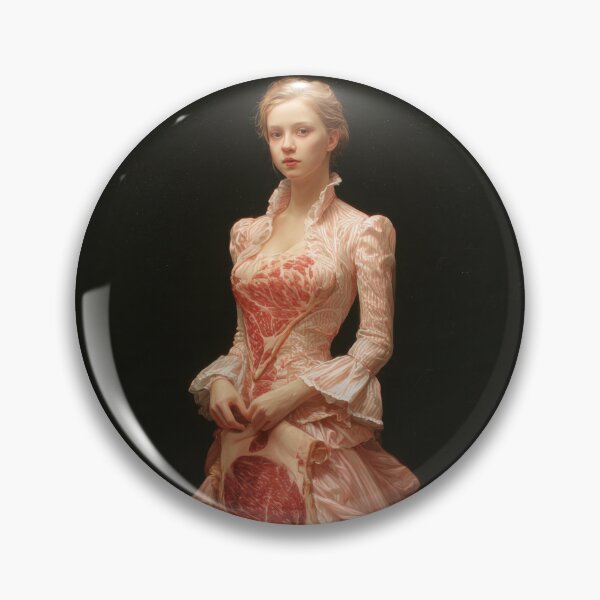 Item preview, Victorian Woman in a Striped Gown with Surreal Meat Panels designed and sold by Shannon Hilson.