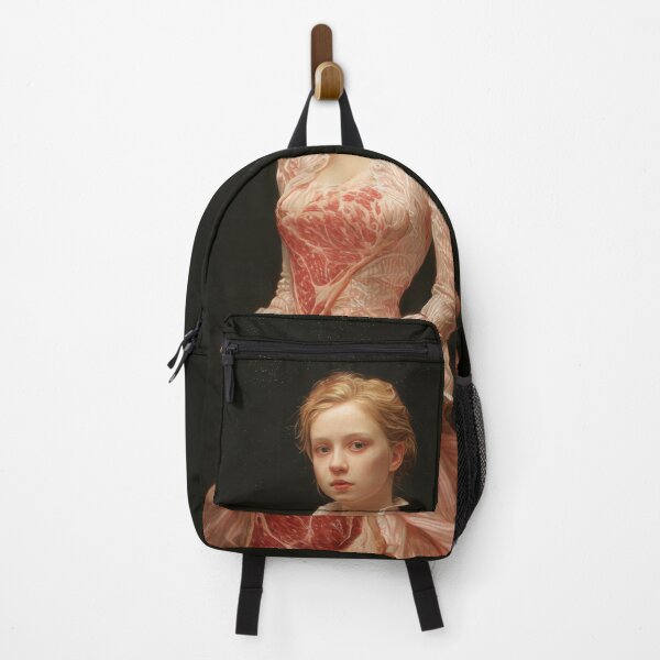 Item preview, Victorian Woman in a Striped Gown with Surreal Meat Panels designed and sold by Shannon Hilson.
