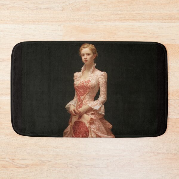 Item preview, Victorian Woman in a Striped Gown with Surreal Meat Panels designed and sold by Shannon Hilson.