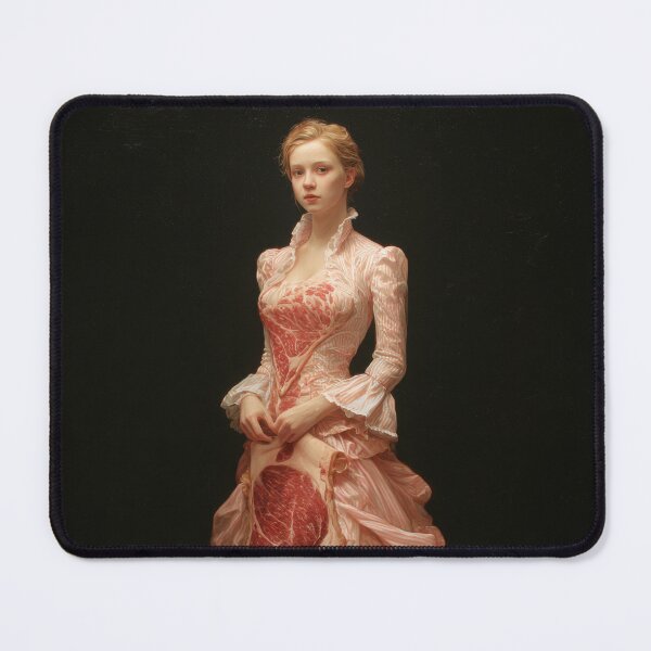 Item preview, Victorian Woman in a Striped Gown with Surreal Meat Panels designed and sold by Shannon Hilson.