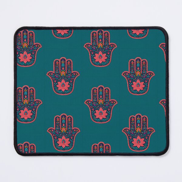 Item preview, Vibrant Embroidered Hamsa Lotus on Deep Teal designed and sold by ClaraToneStudio.