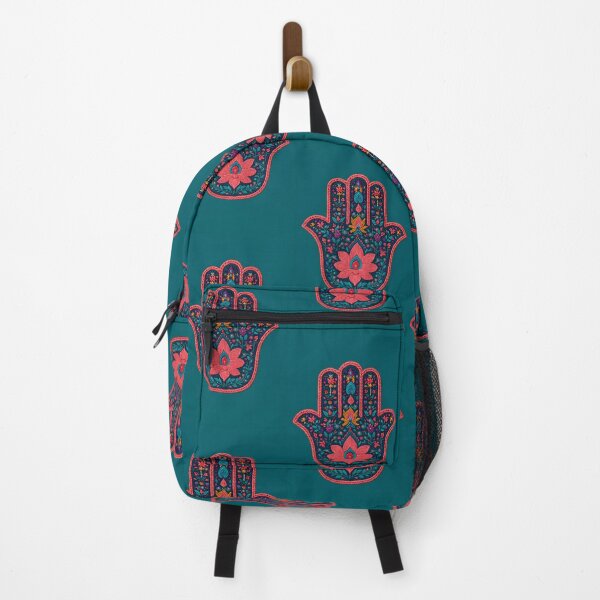 Item preview, Vibrant Embroidered Hamsa Lotus on Deep Teal designed and sold by ClaraToneStudio.
