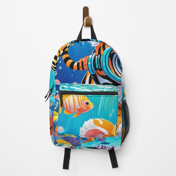 Item preview, Cute Tiger Cub With Goggles Swimming Toward You – Colorful Underwater Reef Art designed and sold by 4TinyPaws.