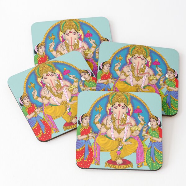 Item preview, Lord Ganesha With Riddhi Siddhi  Design – Remover of Obstacles Illustration designed and sold by Harshit_Digital_Arts.