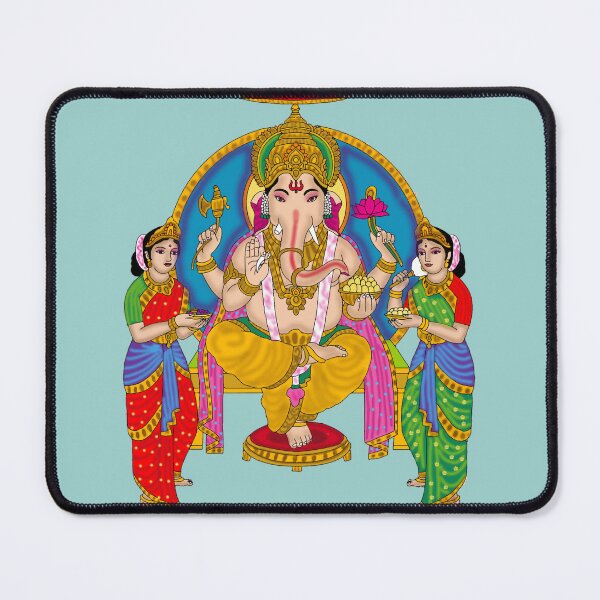 Item preview, Lord Ganesha With Riddhi Siddhi  Design – Remover of Obstacles Illustration designed and sold by Harshit_Digital_Arts.