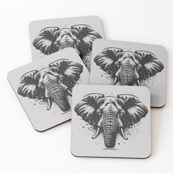 Item preview, Ink-Splatter African Elephant – Black & White Safari Art  designed and sold by MvuuStudio.