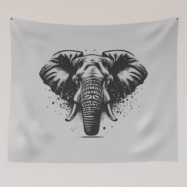 Item preview, Ink-Splatter African Elephant – Black & White Safari Art  designed and sold by MvuuStudio.
