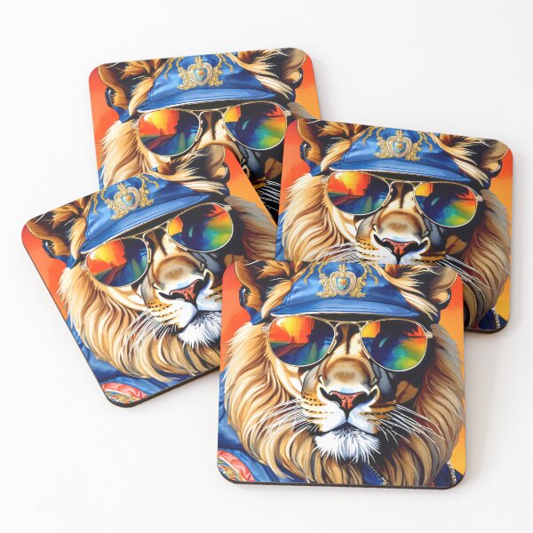 Item preview, Cartoon Watercolor-Style Lion Art With Rainbow Sunglasses designed and sold by DEC02.