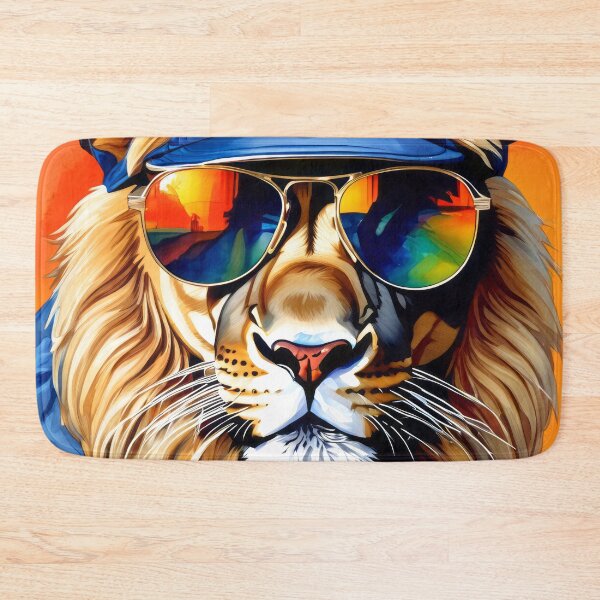 Item preview, Cartoon Watercolor-Style Lion Art With Rainbow Sunglasses designed and sold by DEC02.