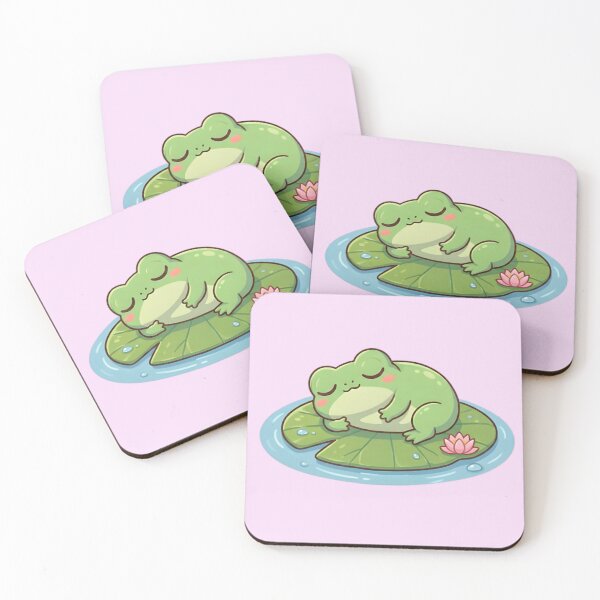 Item preview, Kawaii Frog Sleeping on a Lily Pad designed and sold by HappyLilPals.