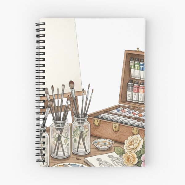 Item preview, Watercolor Artist’s Studio Setup: Painter Easel, Brushes & Paint Box Still Life designed and sold by VibranPalette.